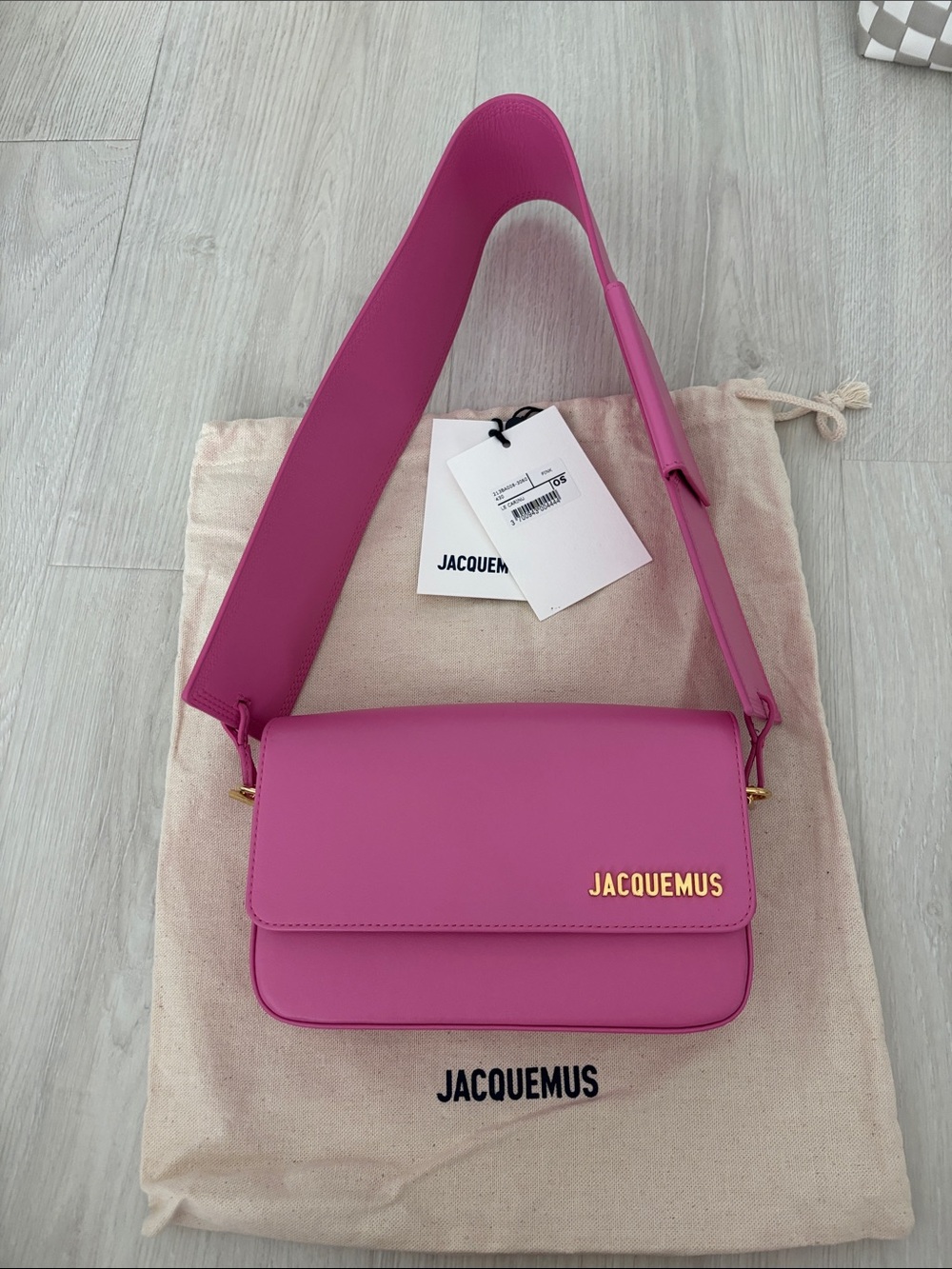 Jacquemus Hot Pink Shoulder Bag with Wide Strap